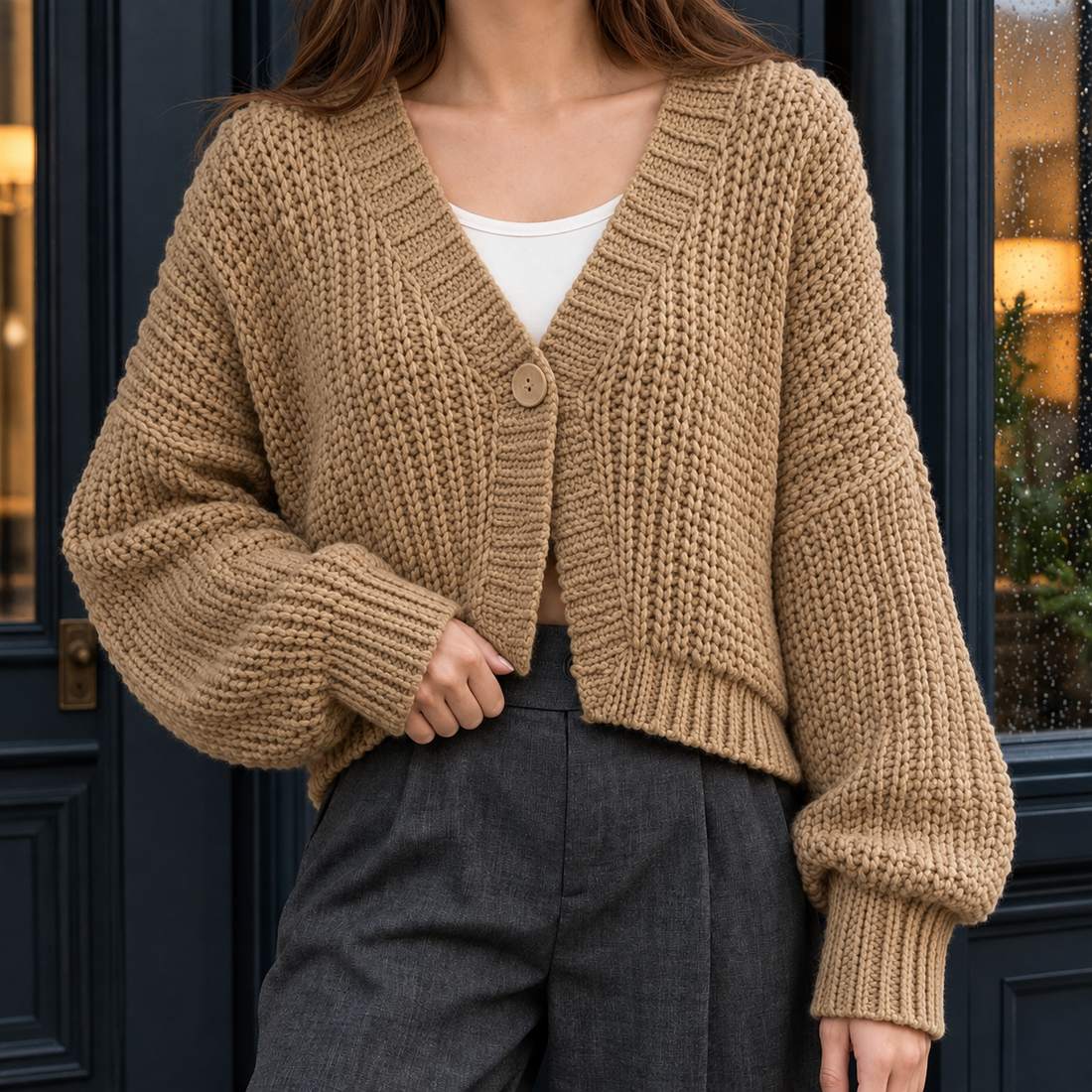 Lillian Chunky Cardigan - Khaki
