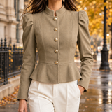 Henriette-Claire Peplum Jacket - Khaki