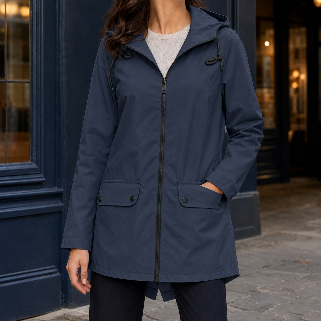 Ottilia-Hope Hooded Jacket - Navy Blue