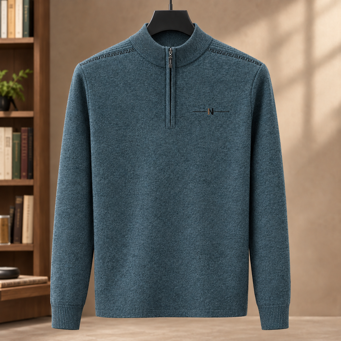 Augustus Quarter Zip Sweater - Gray Green