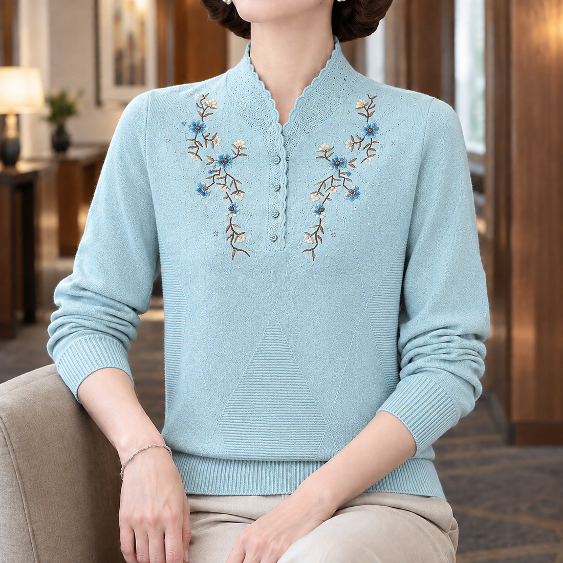 Lara-Claire Wool Sweater - Light Blue