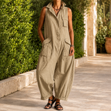 Harriet-Kate Collared Jumpsuit - Khaki