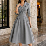 Mercedes-Eve Wrap Midi Dress - Gray
