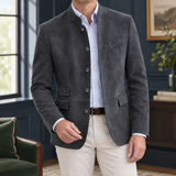 Barnabas-Ellis Stand Collar Blazer - Dark Gray