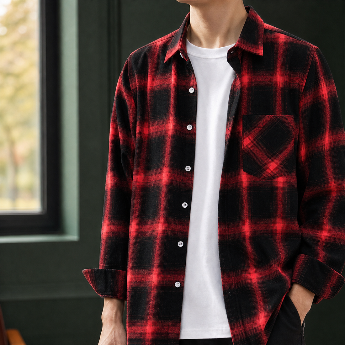 Vincent-Wade Plaid Overshirt - Red