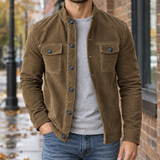 Nicodemus-Miles Stand Collar Jacket - Brown