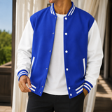 Blaise-Grey Varsity Jacket - Royal Blue