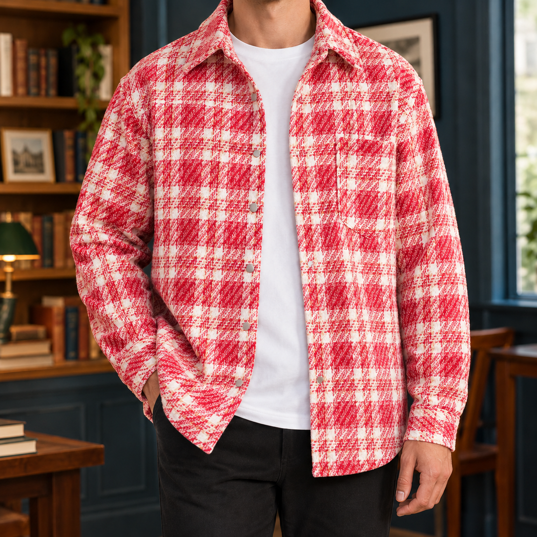 Erasmus-Scott Plaid Overshirt - Red