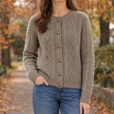 Xenia-Sage Wool Cardigan - Taupe
