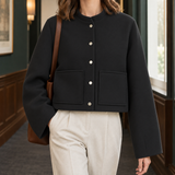 Serena-Eve Stand Collar Jacket - Black