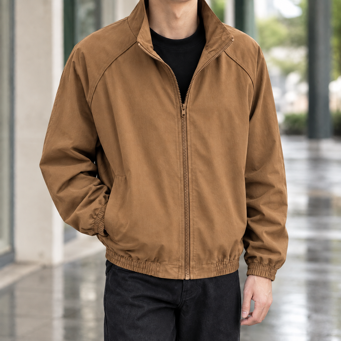 Robert Stand Collar Jacket - Brown