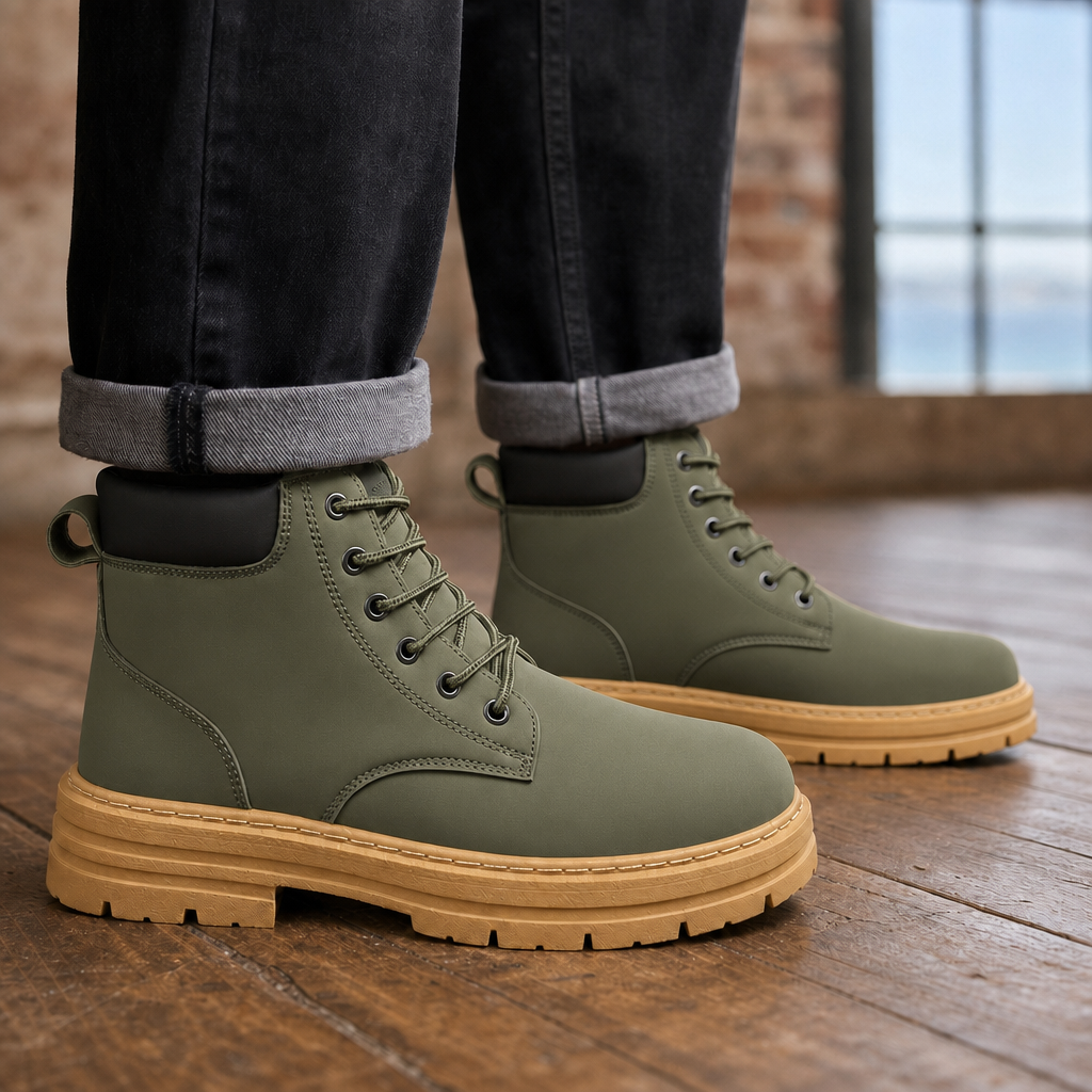 Melfi Lace-Up Boots - Olive Green