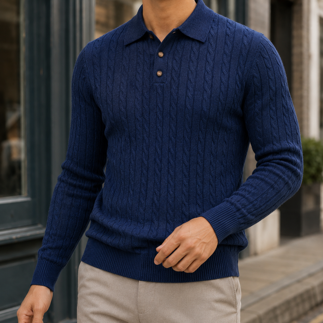 Lucian-Reid Cable Knit Sweater - Navy