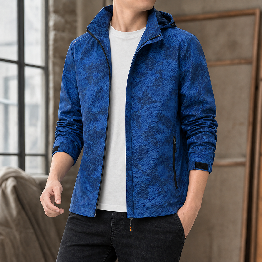 Audric-Hayes Hooded Jacket - Blue Camo
