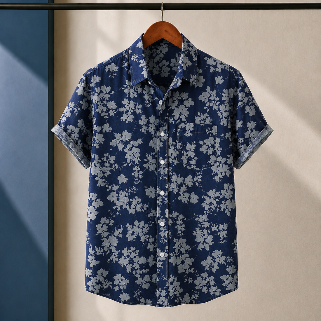 Anders Floral Shirt - Dark Blue