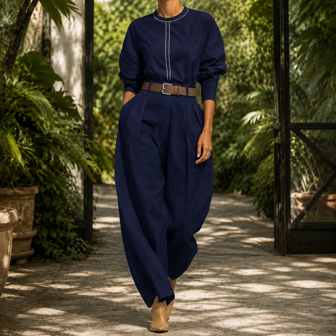 Valeria-Elise Harem Set - Navy Blue