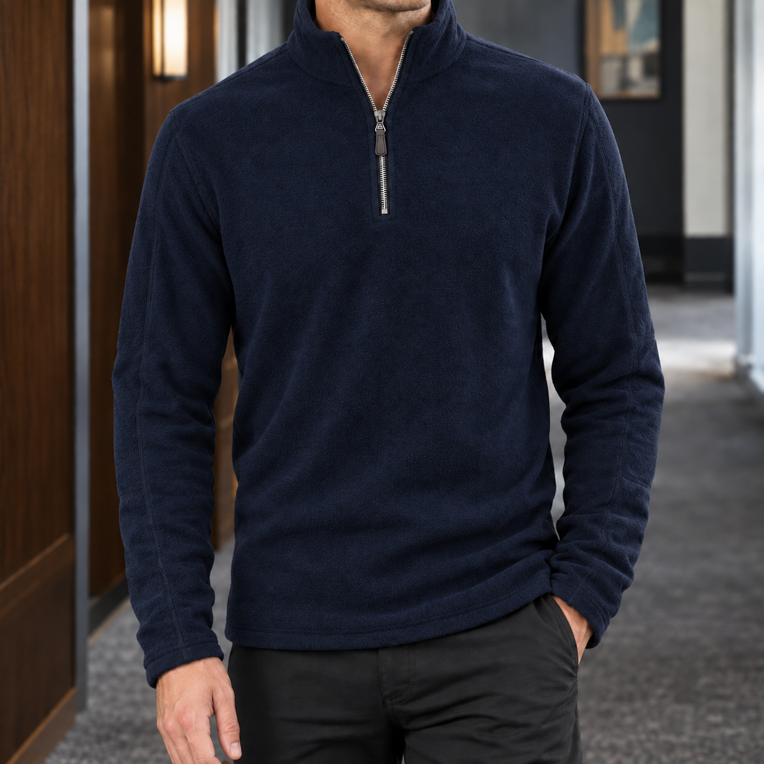 Matthew-Tate Quarter Zip Top - Navy Blue