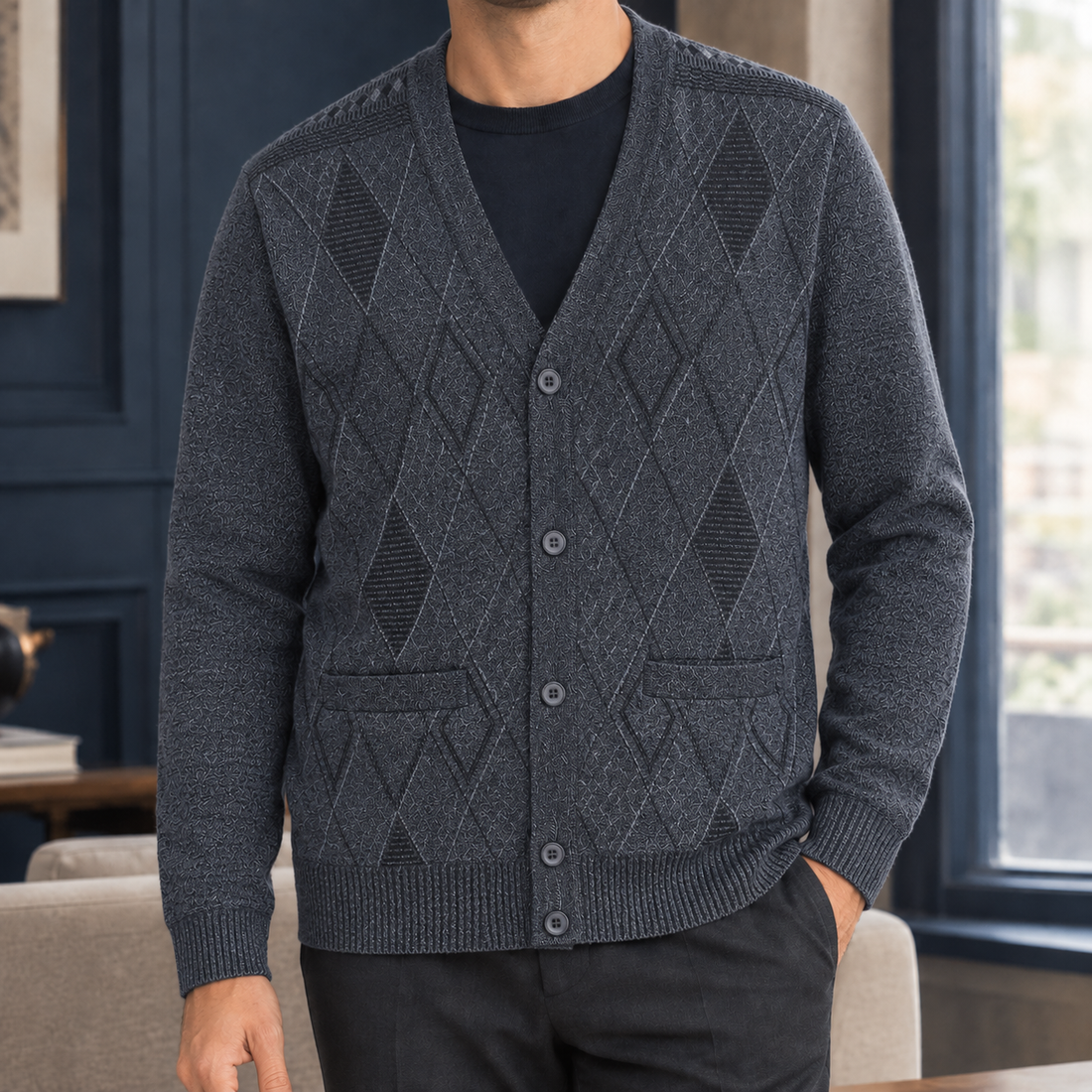 Daniel Argyle Sweater - Dark Gray