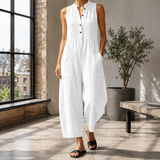 Aria-Belle Mandarin Jumpsuit - White