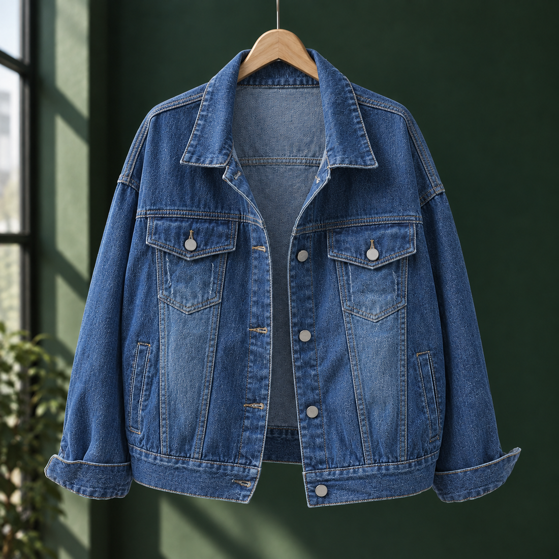 Olympia-Louise Relaxed Denim Jacket - Dark Denim