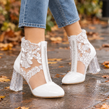 Carmagnola-Firenze Lace Ankle Boots - White