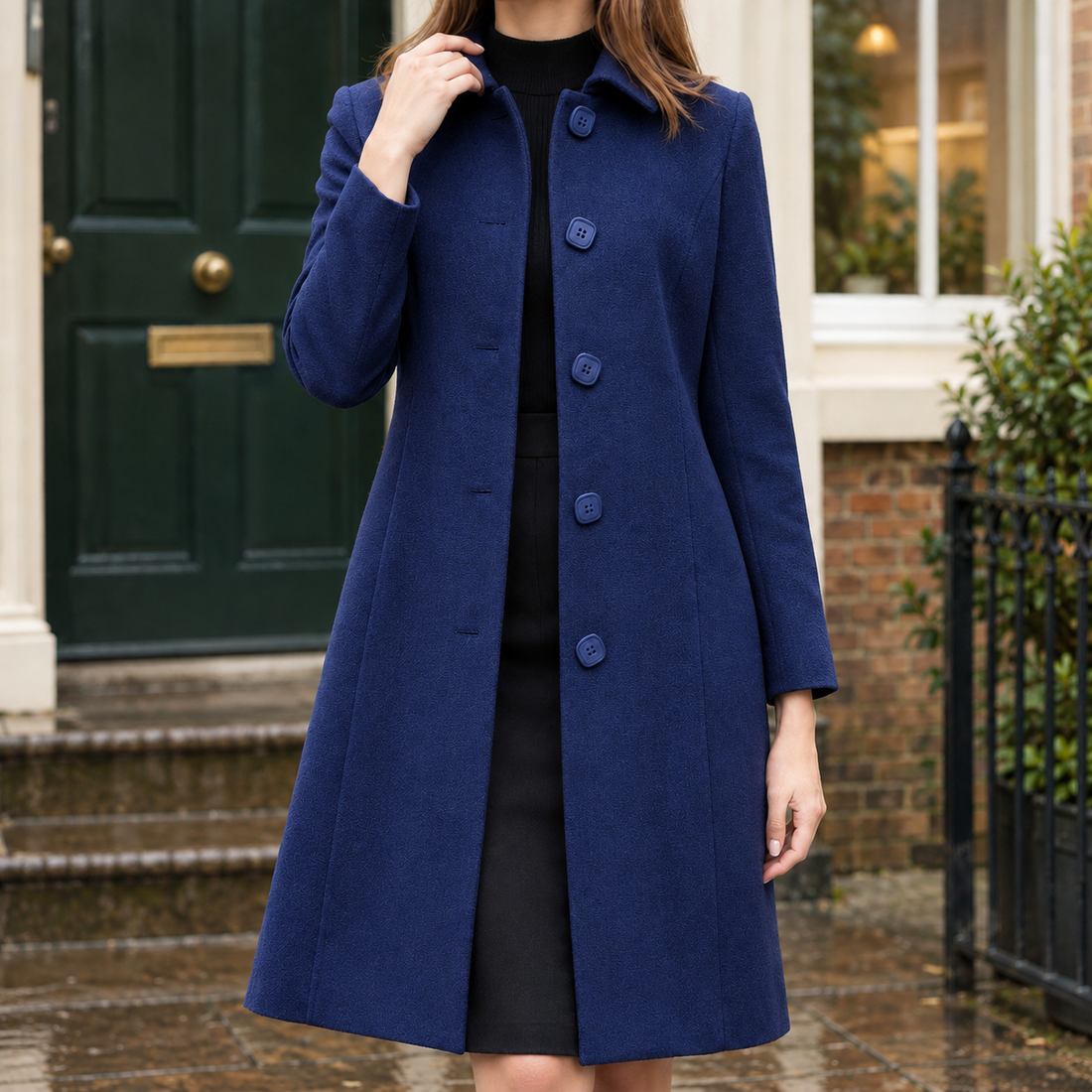Ludovica-Jade A-Line Coat - Royal Blue Inside