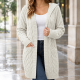 Madeline-Faye Cable Knit Cardigan - White