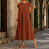 Orla-June Cotton Midi Dress - Brown