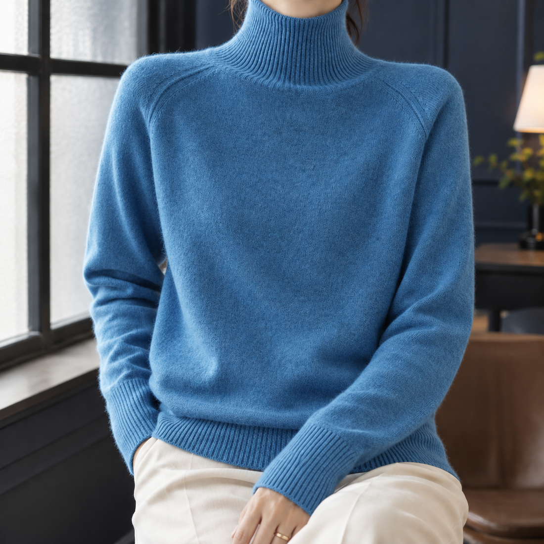 Georgia Turtleneck Sweater - Haze Blue