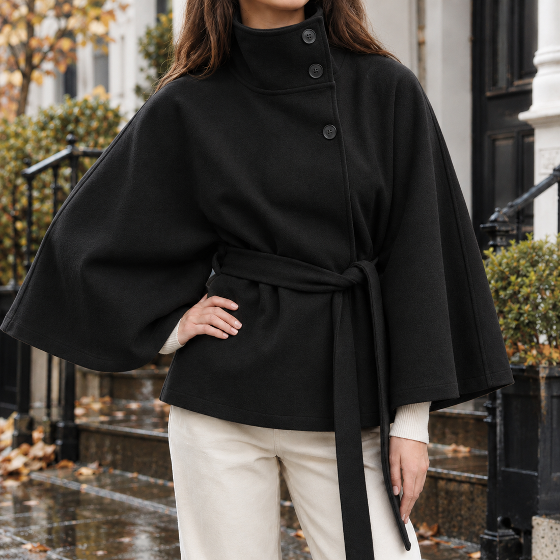 Xenia-Skye Cape Jacket - Black