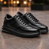 Vittorio Leather Brogue Sneakers - Black