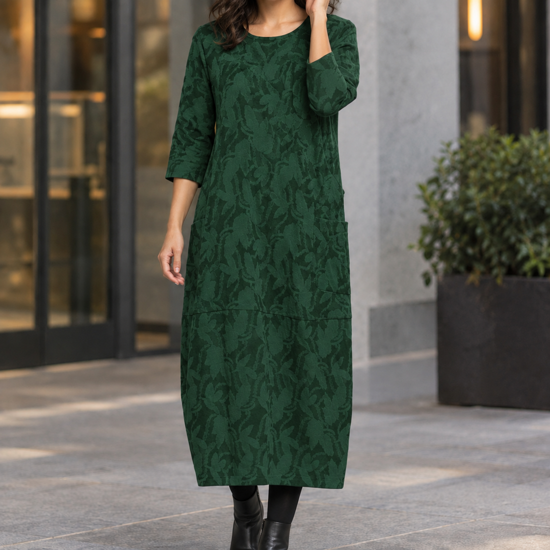Crystal-Eve Cocoon Dress - Green