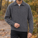 Elias-James Cable Knit Sweater - Gray