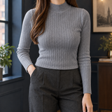 Maia-Sage Mock Neck Top - Gray