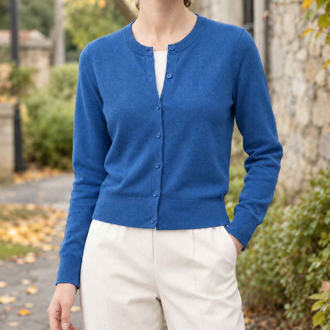 Michelle-Mae Merino Wool Cardigan - Sea Blue