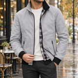 William-Tate Stand Collar Jacket - Light Gray