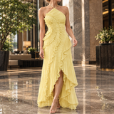 Erin Halter Ruffle Dress - Yellow