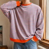 Florian-Wade Striped Sweater - Orange & Blue