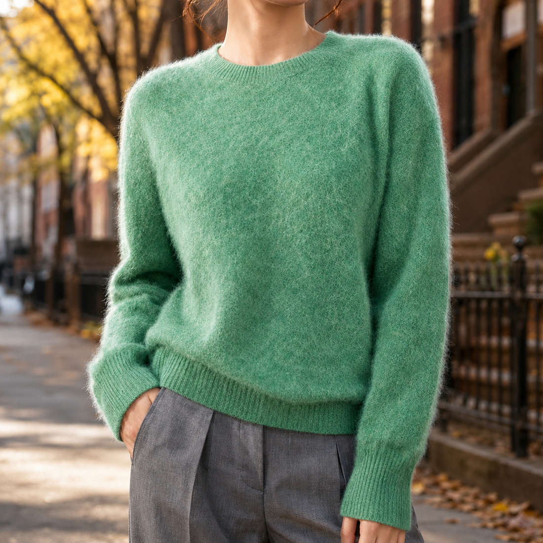 Olympia-Rae Cashmere Sweater - Bamboo Green