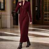 Melisande-Marie Quarter Zip Dress - Wine Red