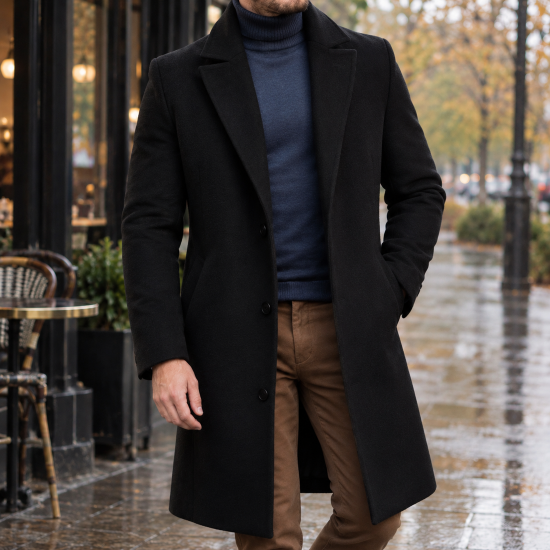 Arnaud-Lane Tailored Overcoat - Black