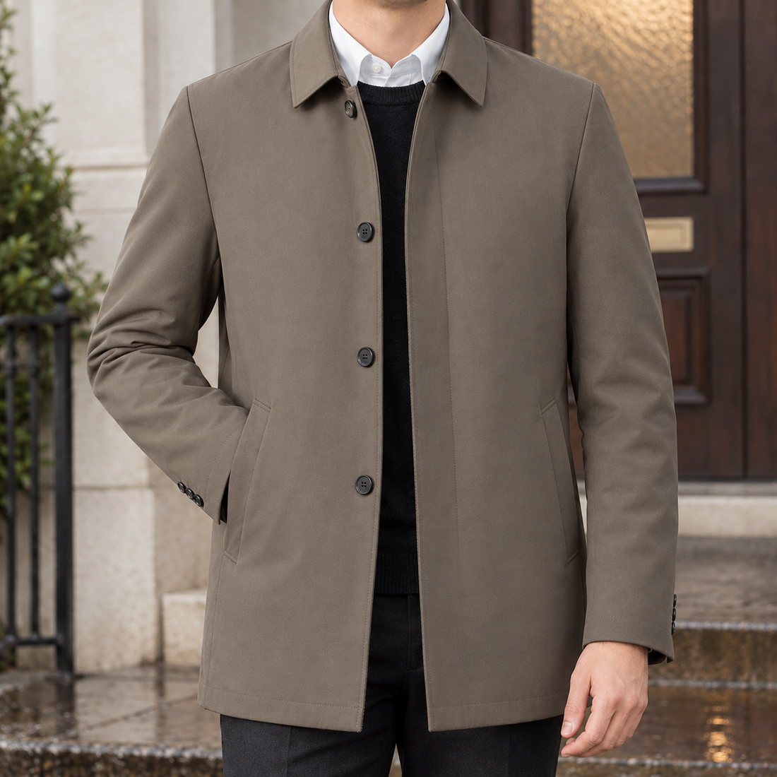 Bertrand-Lane Collared Jacket - Khaki