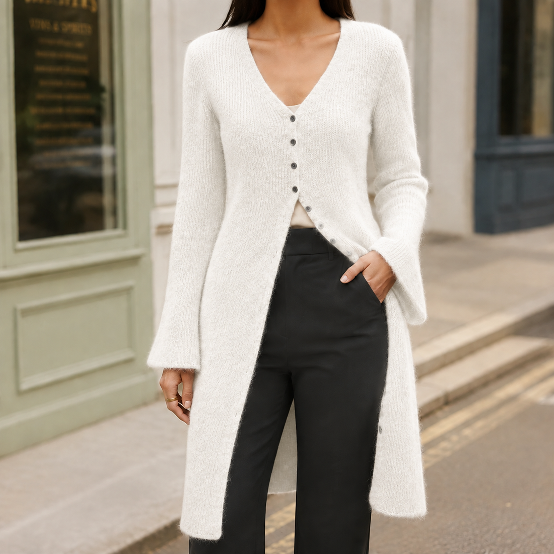 Alba-Faye V Neck Sweater - White