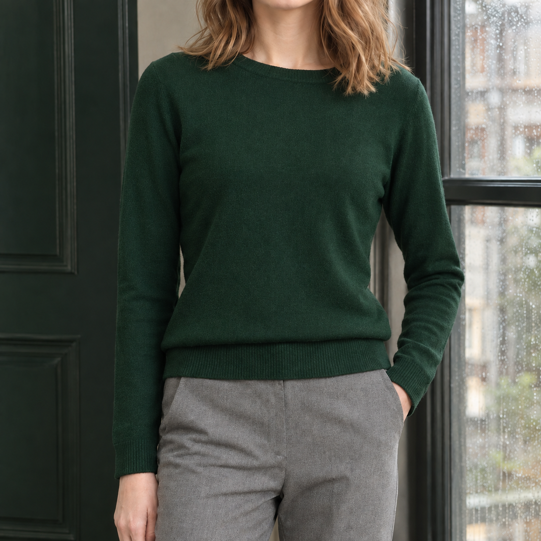 Rosemary Crew Neck Sweater - Dark Green