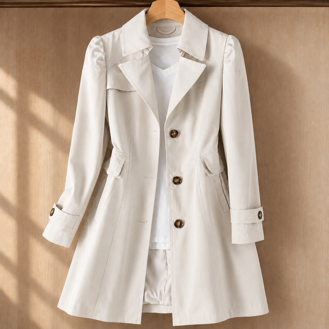 Nina-Rae Tailored Trench Coat - White