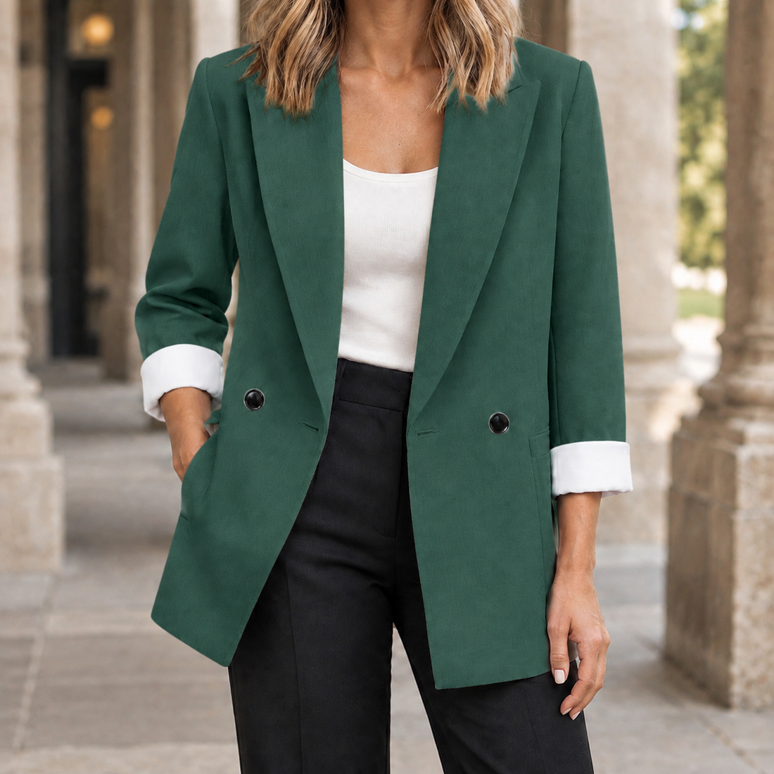Quintina Relaxed Blazer - Green