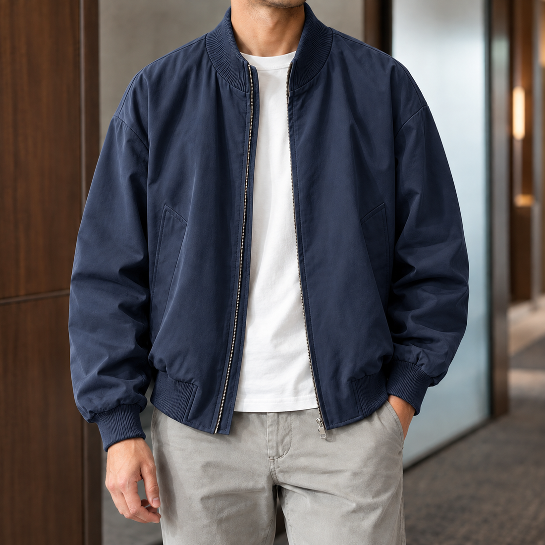 Fulbert-James Bomber Jacket - Navy Blue
