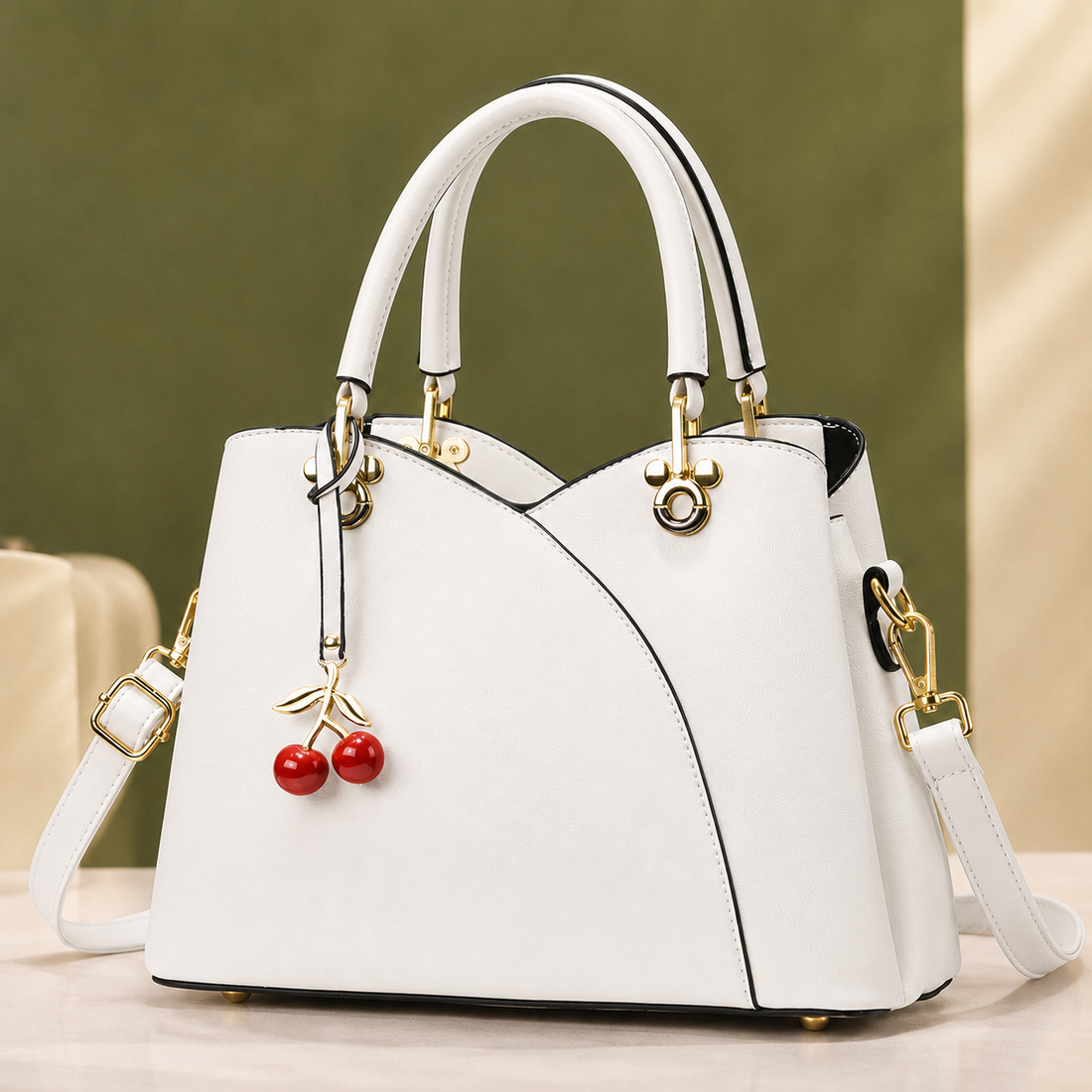 Lucano Cherry Tote - Valkoinen