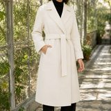 Meredith-Marie Belted Overcoat - White