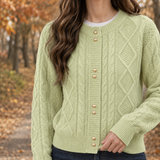 Vivienne-Eve Cable Knit Cardigan - Green